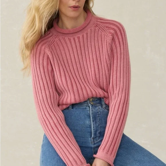 Faherty Sunwashed Cotton Rollneck Sweater - Baroque Rose -  NWT - Women’s Size X - Picture 2 of 10